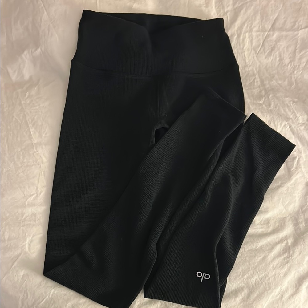 Alo Black Waffle Knit Leggings
